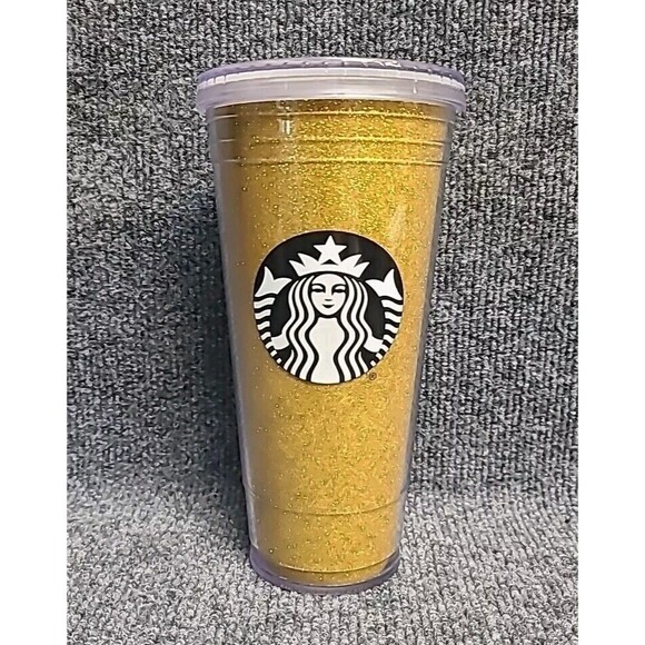 Starbucks 2016 Gold Glitter 20oz Tumbler with Screw on Lid - No Straw - Picture 1 of 4